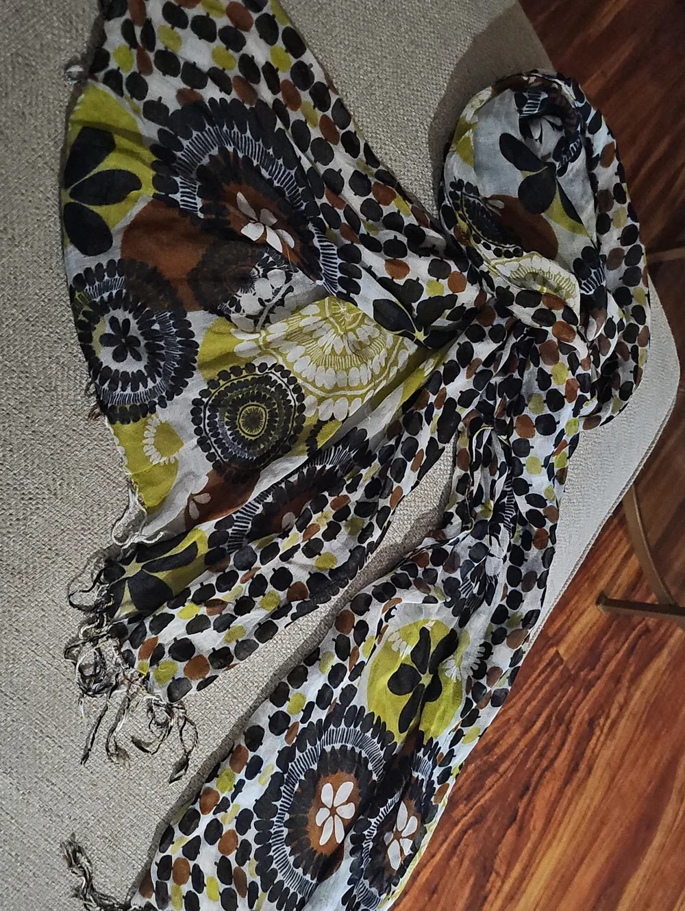 Vera Bradley Cocoa Moss Floral  Lightweight Soft Fringe  Scarf Multi  NWT